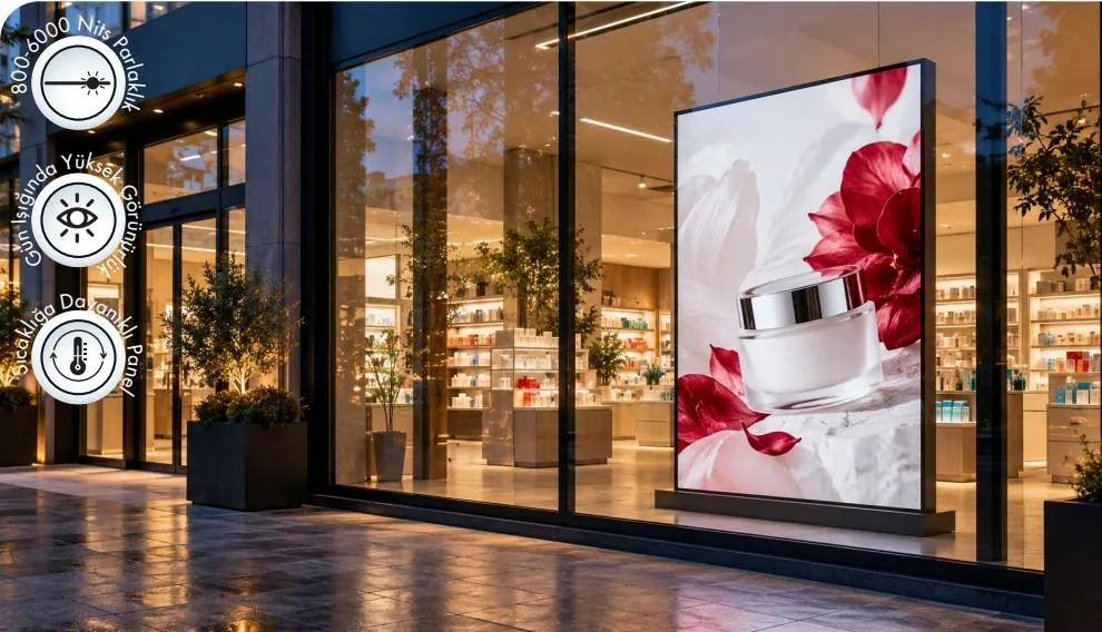 Vitrin ve semi outdoor katalog uygulama görseli