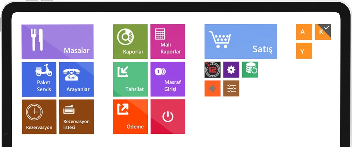 ERP12 restoran otomasyonu satış ve masa ekranları