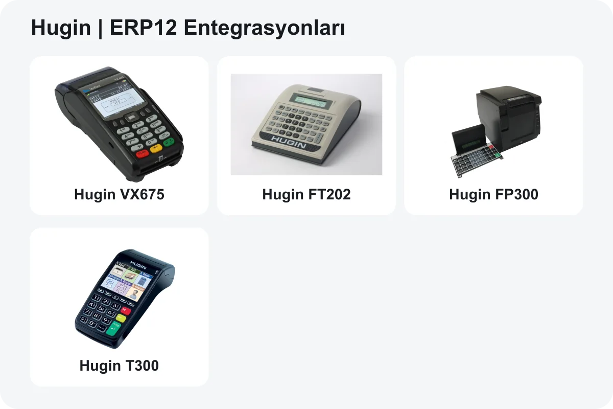 Hugin — ERP12 entegre modeller: S1 · VX675 · FT202 · FP300 · T300