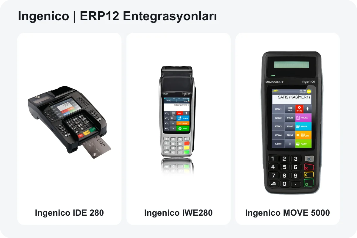 Ingenico — ERP12 entegre modeller: IDE 280 · IWE280 · MOVE 5000